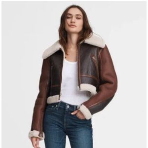 rag & bone Brown Leather Shearling Jacket